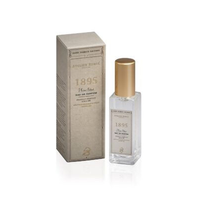 Atelier Rebul 1895 Eau de Parfum 12 ml met gouden dop naast doosje