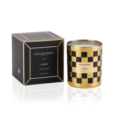 Atelier Rebul Amber geurkaars 210 g, limited edition in zwart en goud
