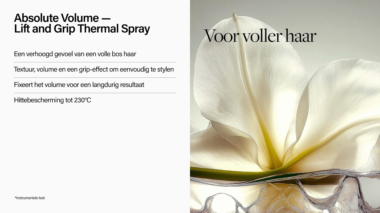 Campagnebeeld van de Keune Absolute Volume Lift and Grip Thermal Spray voor meer volume