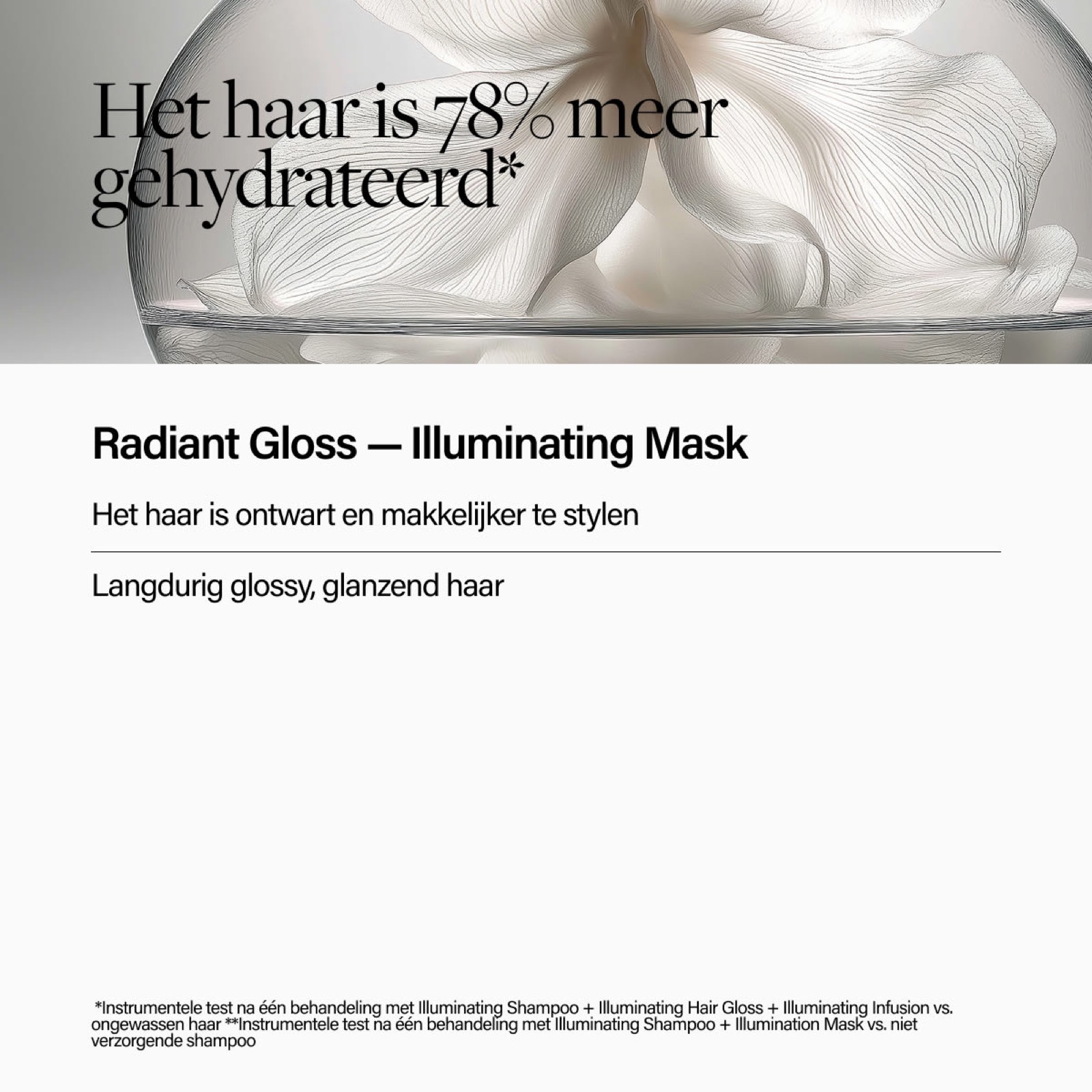 Keune Radiant Gloss Illuminating Mask op een sfeerbeeld van Keune