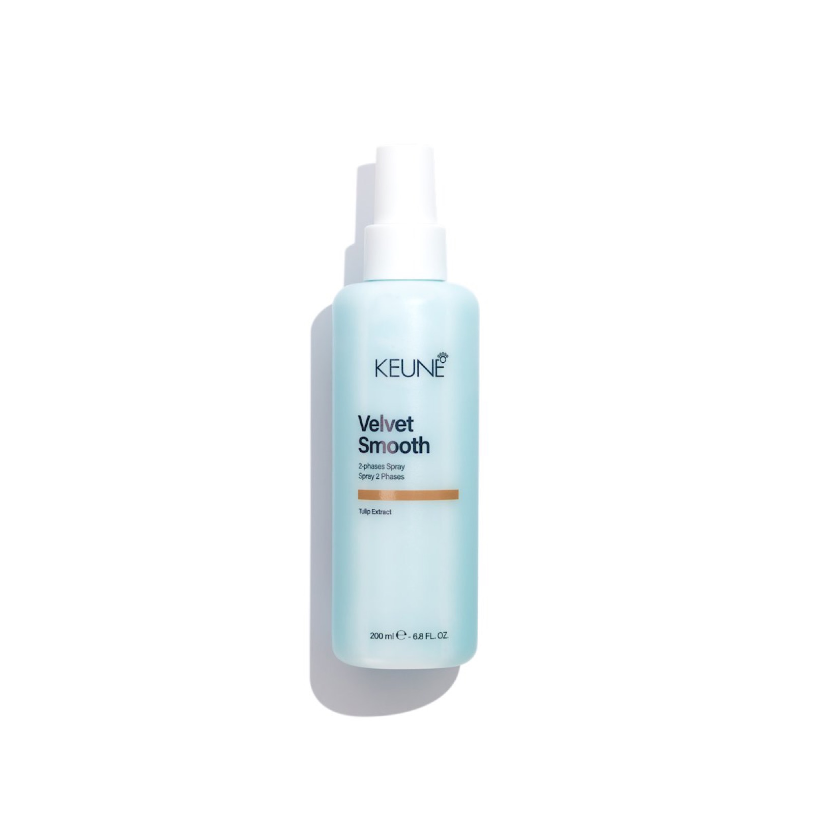 Keune Velvet Smooth 2-Phase Spray 200 ml, vrijstaande productfoto van de spuitfles